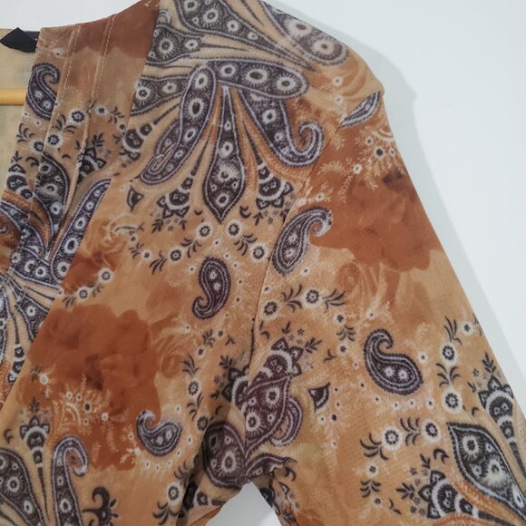 Weston Wear Top Medium Tan Floral Boho Y2K Fairy Retro 70s - Picture 4 of 12